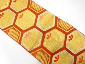 アンティーク　亀甲に若松模様織り出し袋帯（材料）